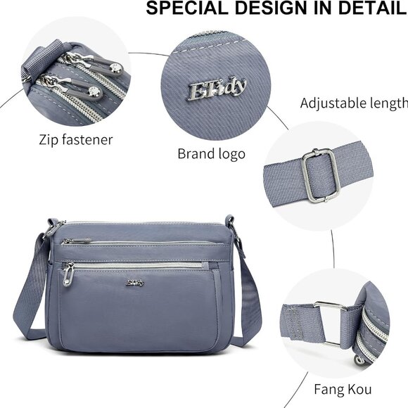 Casual Nylon Shoulder Bag For Women Waterproof Lightweight Crossbody Purse Hobo - Picture 3 of 6